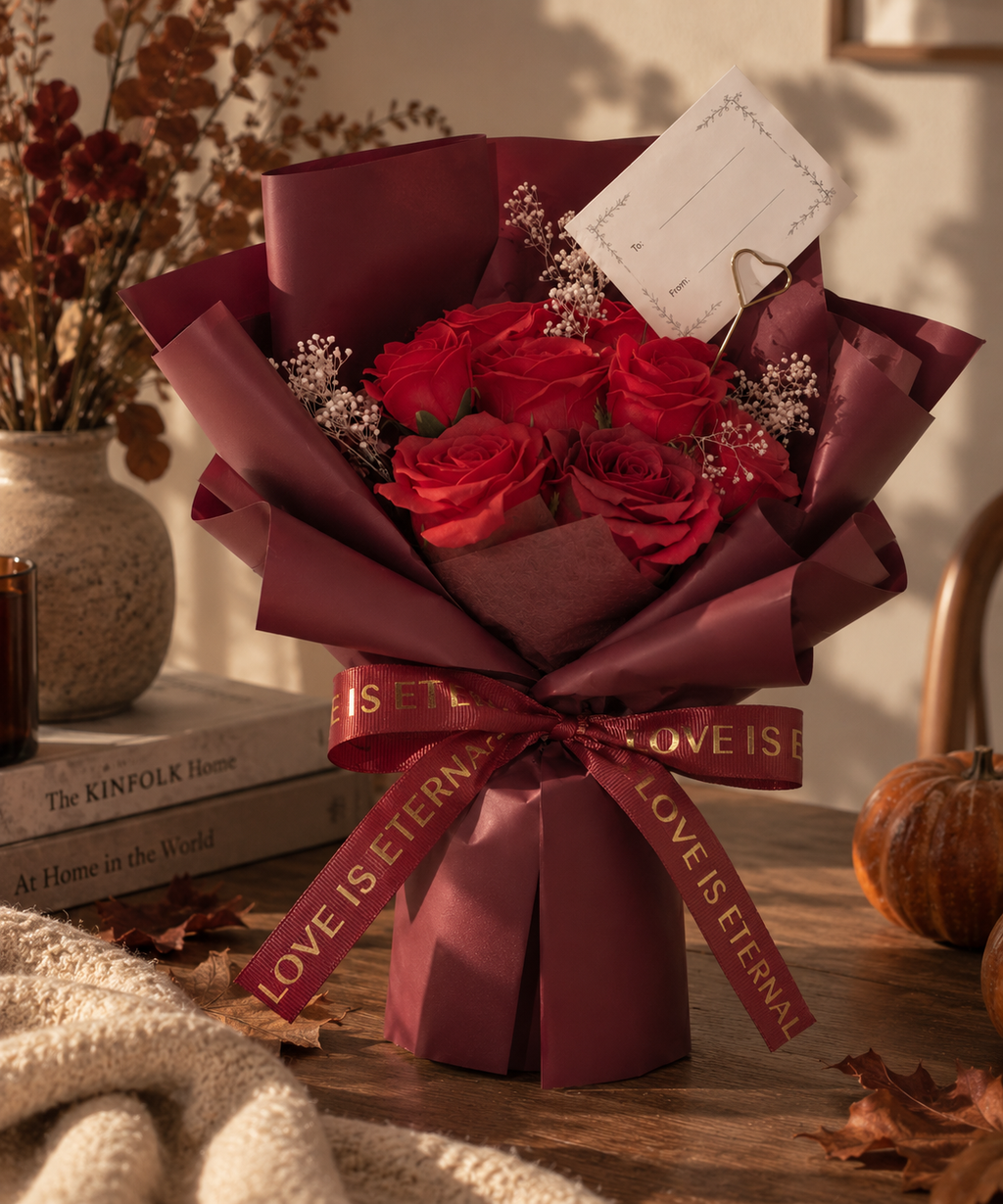Bouquet de fleurs savon - Rose rouge